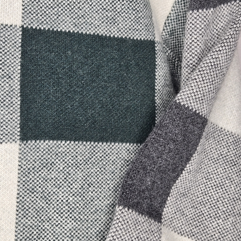 Tahari Mock Turtle Neck Muted Green Black and Gray Checkered Sweater Size XS - Picture 4 of 8